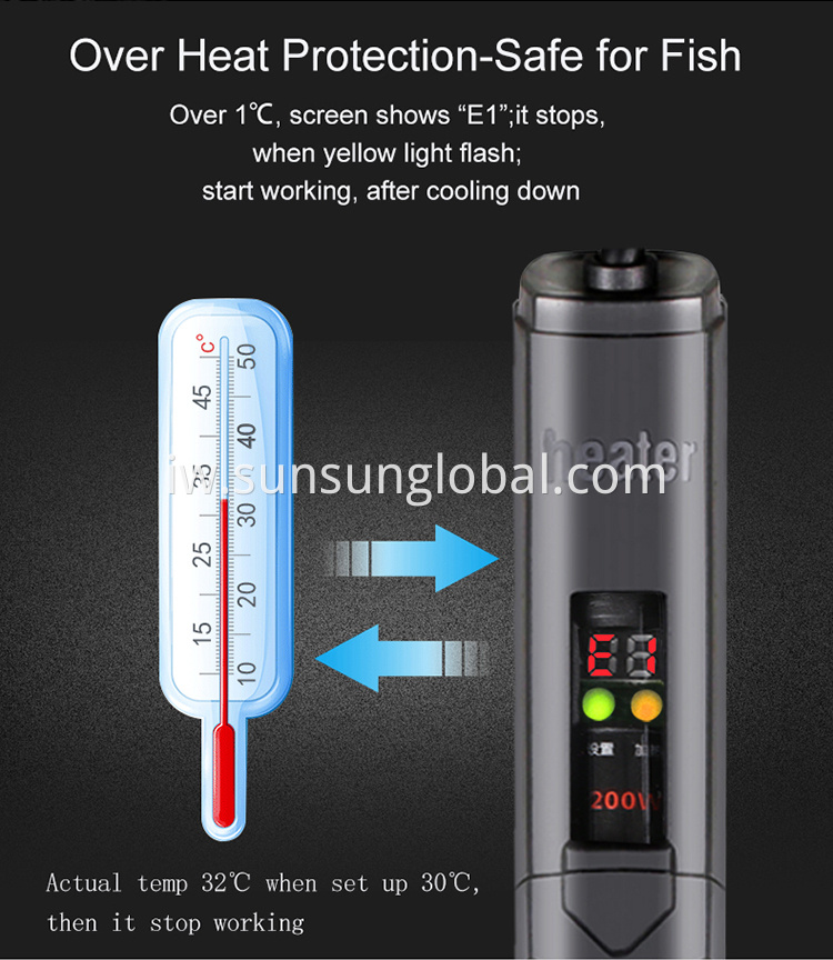 Sunsun 300w מיני צולל מחמם אקווריום דגי טנק